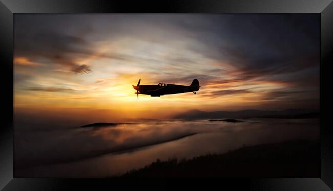 'Sunset Soirée: Spitfire in Flight' Framed Print by Guido Parmiggiani