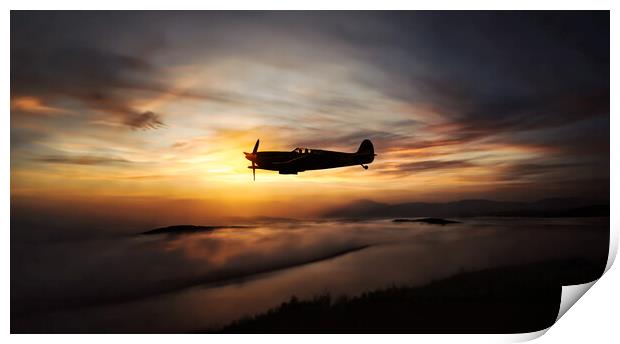 'Sunset Soirée: Spitfire in Flight' Print by Guido Parmiggiani