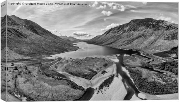 Loch Leven from Kinlochleven monochrome Canvas Print by Graham Moore