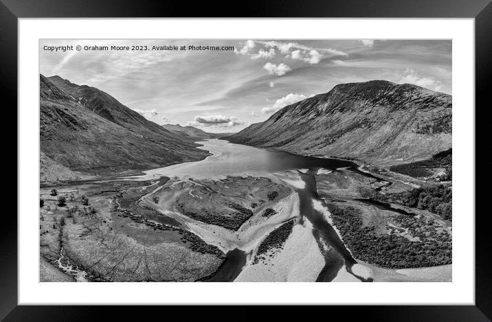 Loch Leven from Kinlochleven monochrome Framed Mounted Print by Graham Moore