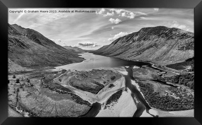 Loch Leven from Kinlochleven monochrome Framed Print by Graham Moore