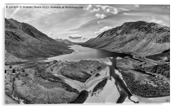 Loch Leven from Kinlochleven monochrome Acrylic by Graham Moore