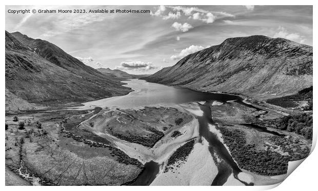 Loch Leven from Kinlochleven monochrome Print by Graham Moore