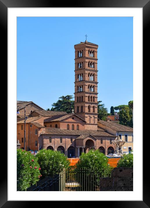 Bell tower of Basilica of Saint Mary in Cosmedin Framed Mounted Print by Artur Bogacki