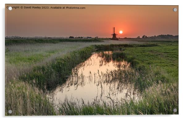 Sunset over Herringfleet Mill Acrylic by David Powley