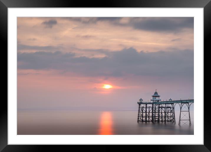 Clevedon Pier Sunset Framed Mounted Print by Mark Jones