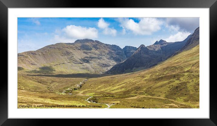 The Cuillin Ridge and the Fairy Pools, Skye Framed Mounted Print by Keith Douglas