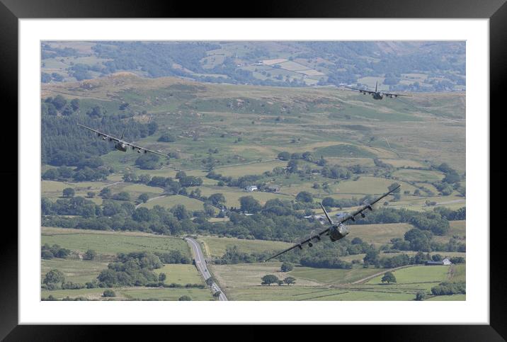 Final flight of the RAF C130 J Hercules through th Framed Mounted Print by Rory Trappe