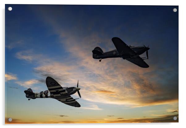 Battle of Britain Memorial Flight.  Acrylic by Glen Allen
