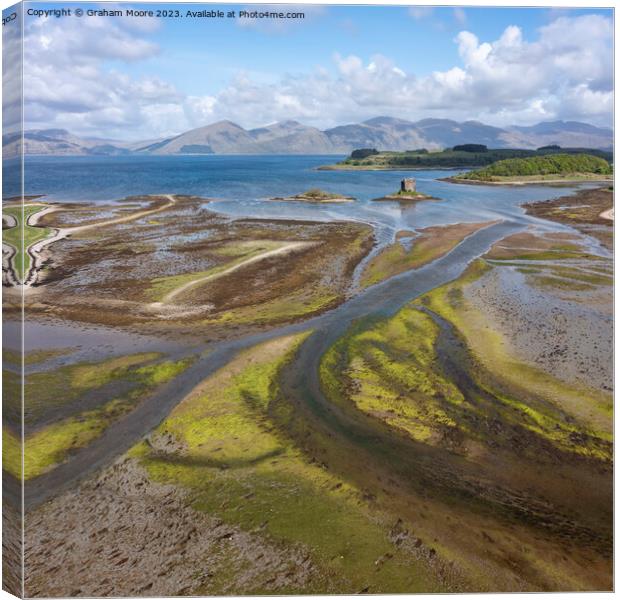 Castle Stalker elevated view Canvas Print by Graham Moore