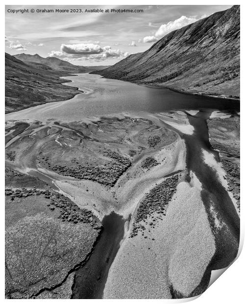 Loch Etive from the north end monochrome Print by Graham Moore
