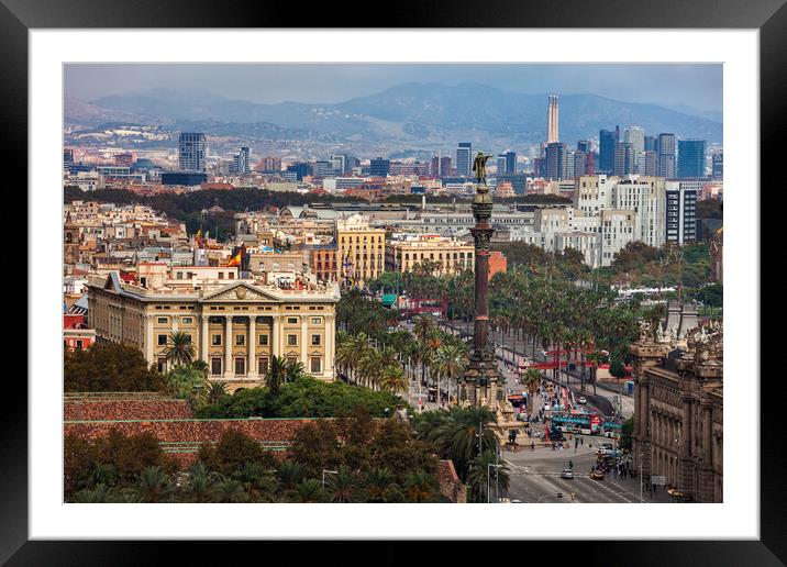 Barcelona Cityscape Framed Mounted Print by Artur Bogacki