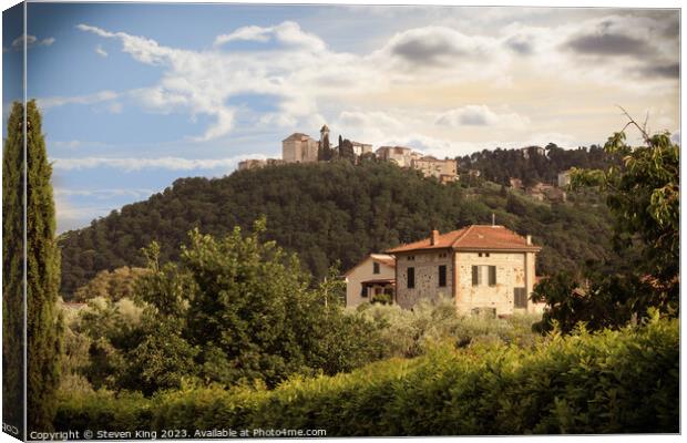 Hilltop Church in Tuscany Canvas Print by Steven King