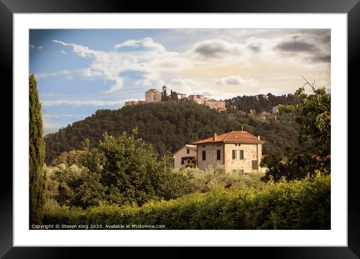 Hilltop Church in Tuscany Framed Mounted Print by Steven King