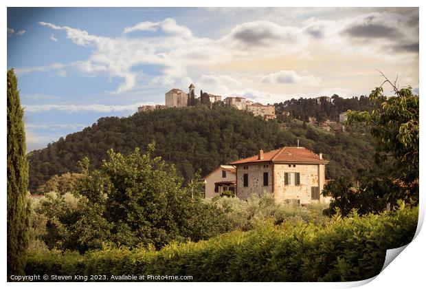 Hilltop Church in Tuscany Print by Steven King