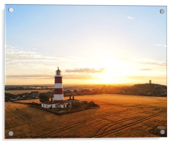Happisburgh Lighthouse at Sunset Acrylic by Chris Spalton