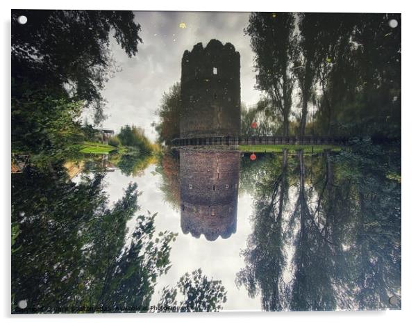 Castle Reflected in River Acrylic by Chris Spalton