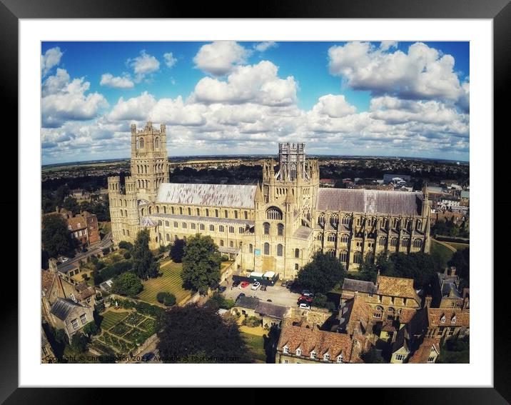 Aerial view of Ely Cathedral Framed Mounted Print by Chris Spalton