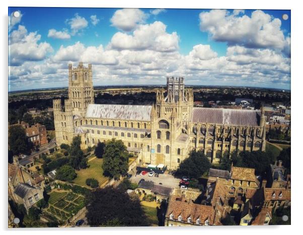 Aerial view of Ely Cathedral Acrylic by Chris Spalton