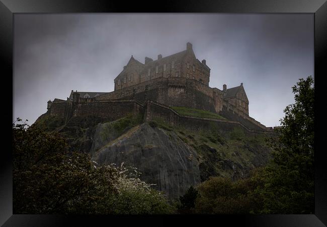 Edinburgh Castle In Clouds Framed Print by Artur Bogacki