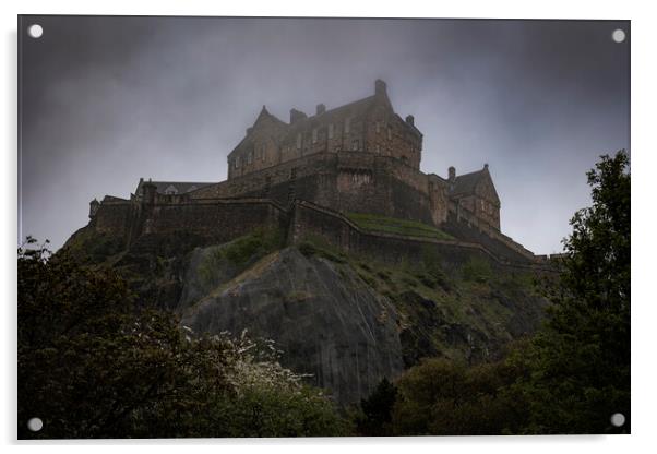 Edinburgh Castle In Clouds Acrylic by Artur Bogacki