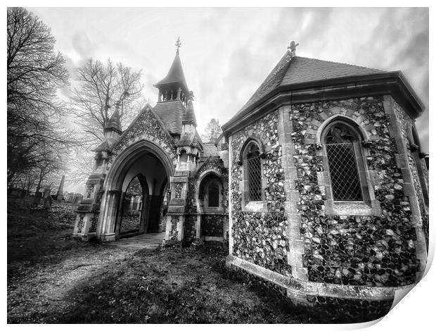 Rosary Cemetery Church, Norwich Print by Chris Spalton