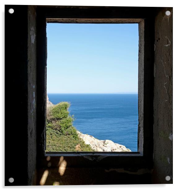 Portugal ocean view window  Acrylic by Lensw0rld 