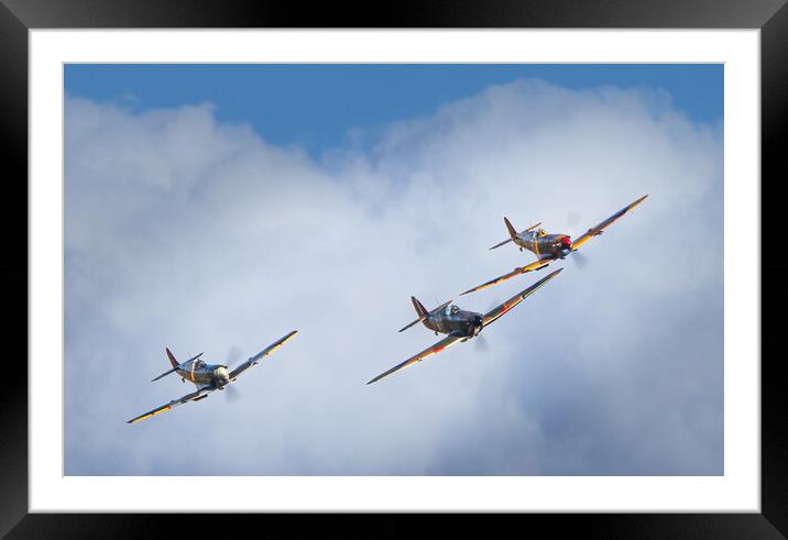 Spitfire's and Hurricane Formation Framed Mounted Print by David Jeffery