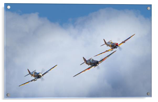 Spitfire's and Hurricane Formation Acrylic by David Jeffery