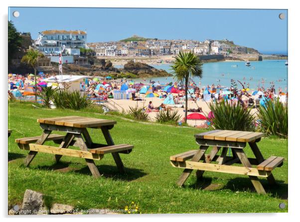 Porthminster beach St Ives Acrylic by Beryl Curran