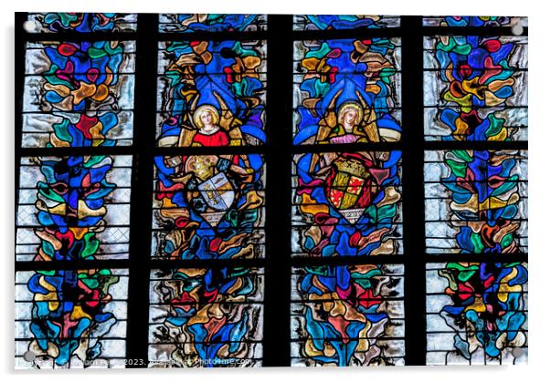 Angels Stained Glass St John Baptist Cathedral Lyon France Acrylic by William Perry