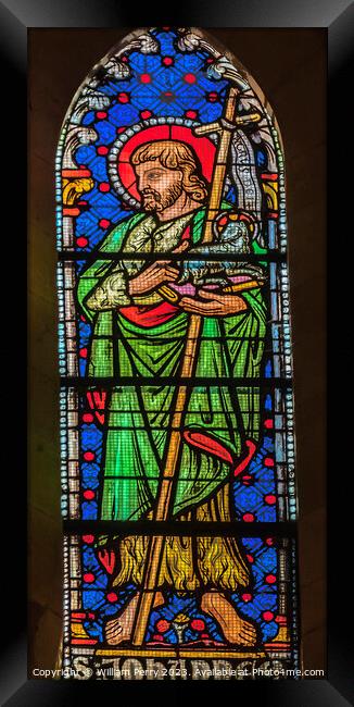 Saint John Stained Glass St John Baptist Cathedral Lyon France Framed Print by William Perry