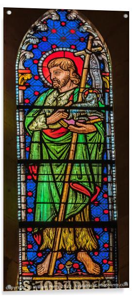Saint John Stained Glass St John Baptist Cathedral Lyon France Acrylic by William Perry