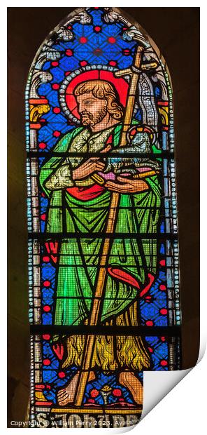 Saint John Stained Glass St John Baptist Cathedral Lyon France Print by William Perry