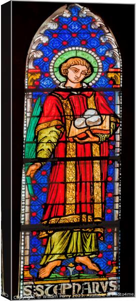 St Stephen Stained Glass St John Baptist Cathedral Lyon France Canvas Print by William Perry
