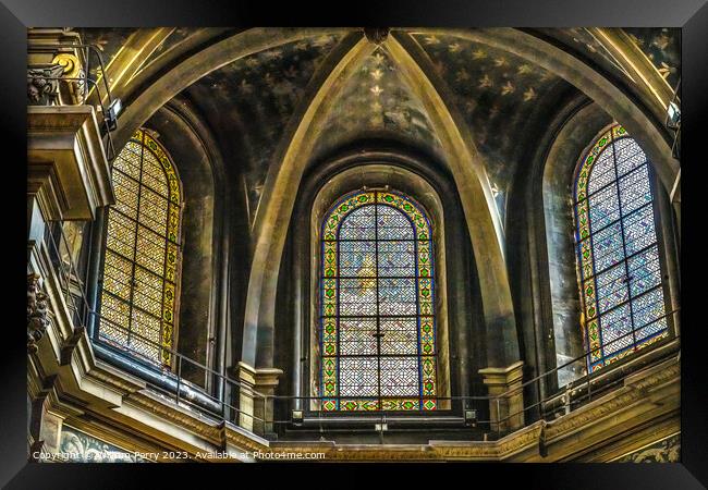 Stained Glass Hospital Hotel -Dieu Chapel Basilica Lyon France Framed Print by William Perry