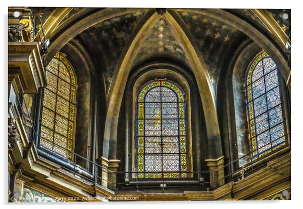 Stained Glass Hospital Hotel -Dieu Chapel Basilica Lyon France Acrylic by William Perry