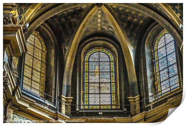 Stained Glass Hospital Hotel -Dieu Chapel Basilica Lyon France Print by William Perry