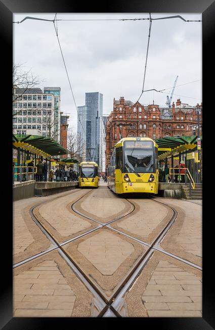 Trams in St Peters Square Framed Print by Jason Wells
