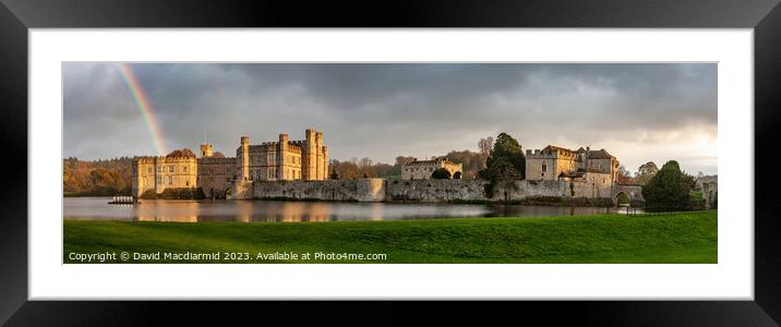 Rainbow over Leeds Castle, Kent Panorama Framed Mounted Print by David Macdiarmid