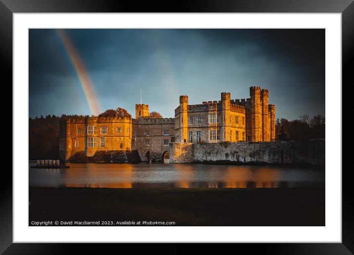 Rainbow over Leeds Castle, Kent Framed Mounted Print by David Macdiarmid