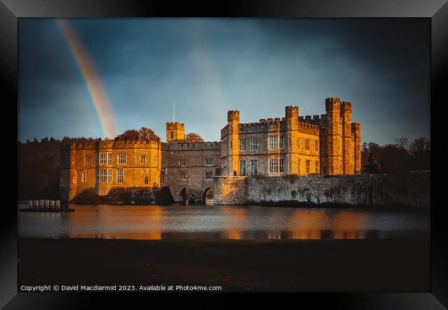 Rainbow over Leeds Castle, Kent Framed Print by David Macdiarmid