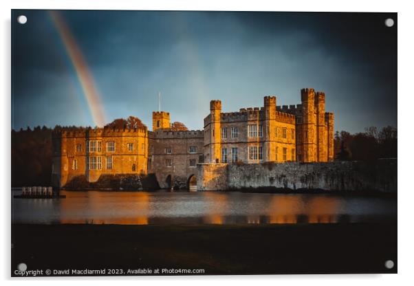 Rainbow over Leeds Castle, Kent Acrylic by David Macdiarmid