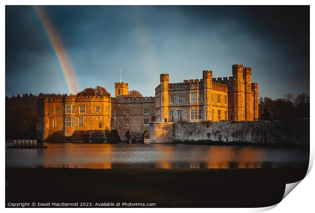 Rainbow over Leeds Castle, Kent Print by David Macdiarmid