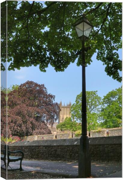 Views of wells cathedral in the summer shade Canvas Print by Tony lopez