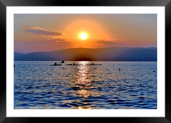 Relaxing Greek Sunset, Skiathos, Greece. Framed Mounted Print by john hill