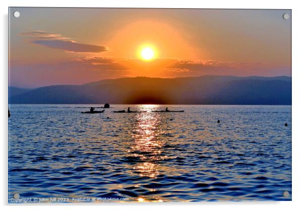 Relaxing Greek Sunset, Skiathos, Greece. Acrylic by john hill