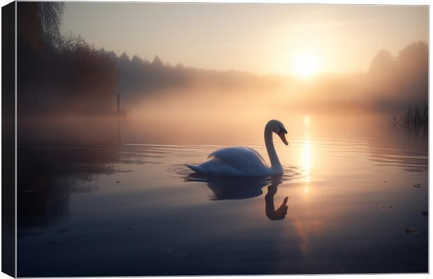 Swan Sunrise Canvas Print by Picture Wizard
