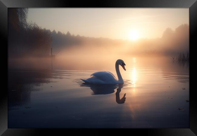 Swan Sunrise Framed Print by Picture Wizard