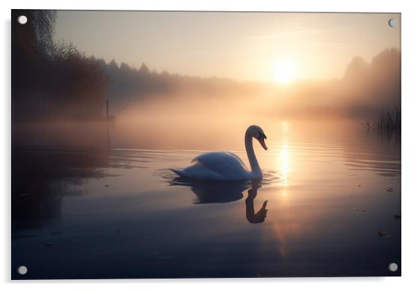 Swan Sunrise Acrylic by Picture Wizard